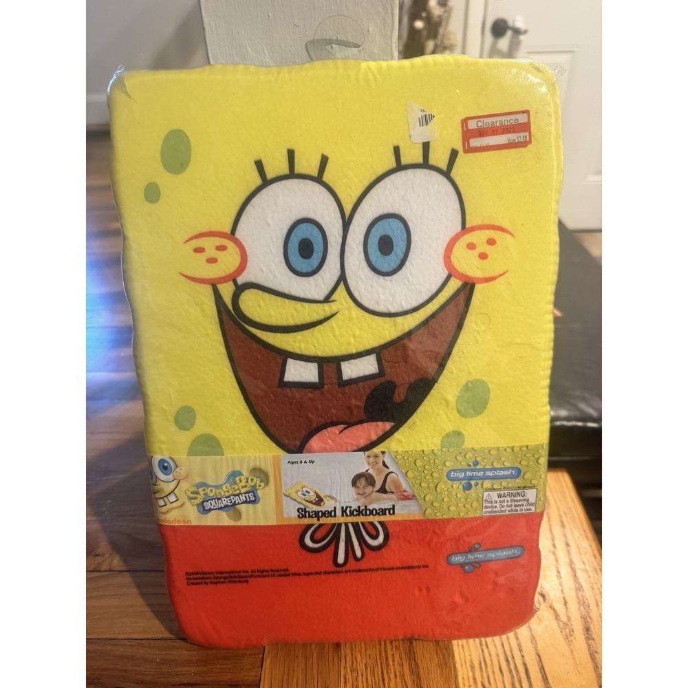 Vintage SpongeBob Square Pants Nickelodeon Kick Board Big Time Splash 2009 NEW